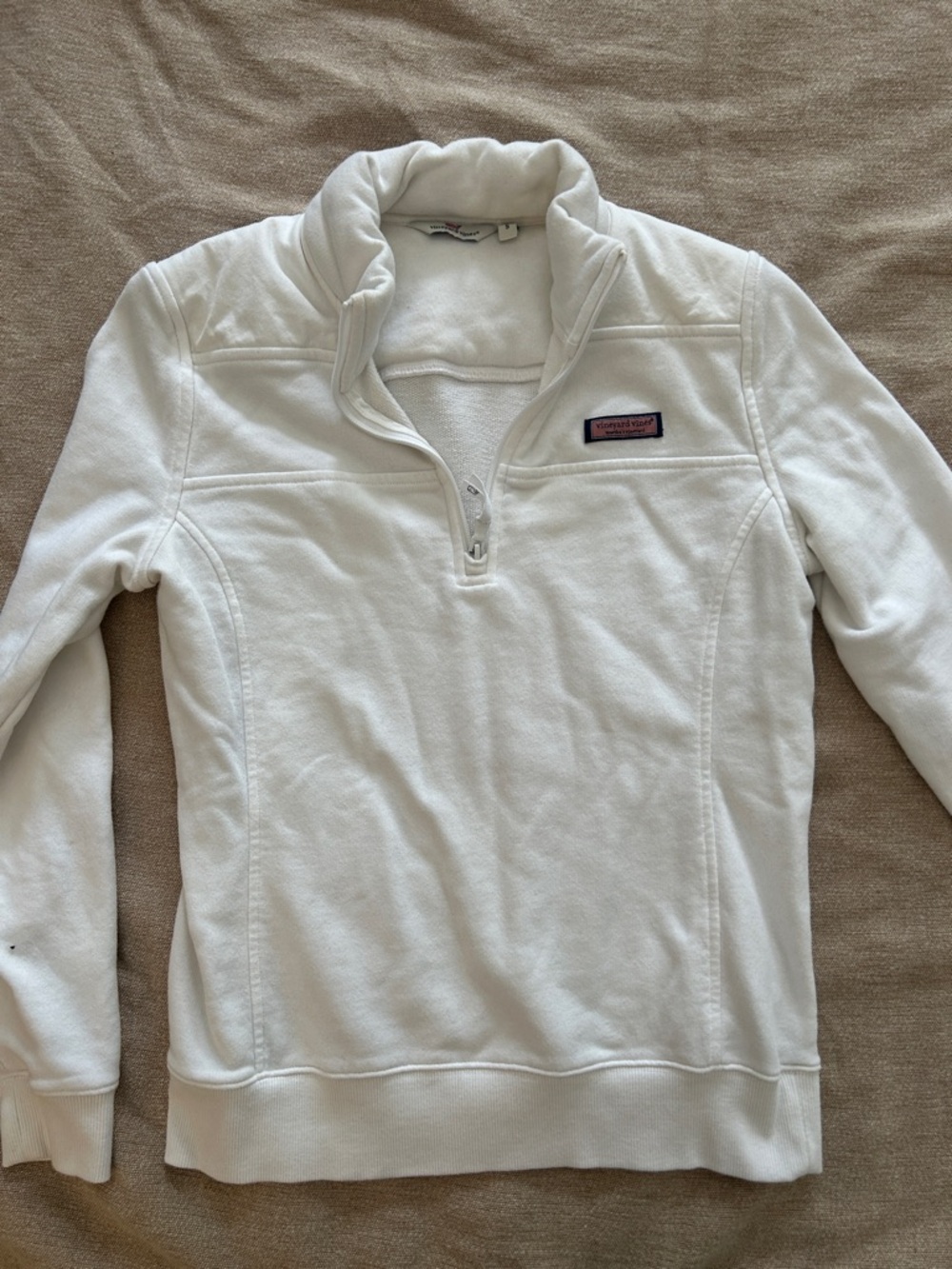 Vineyard Vines White Women’s Quarter-Zip Fleece Pullover